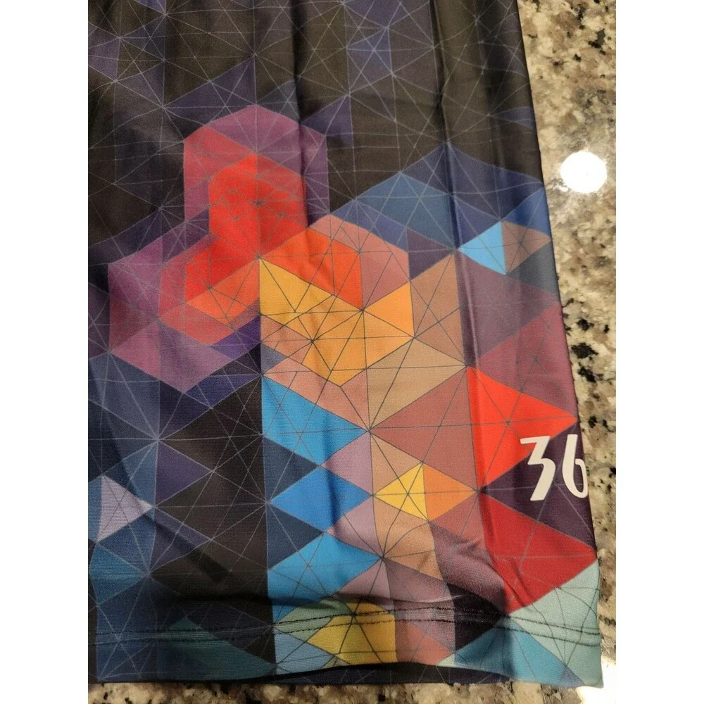 361° Swim Shorts Mens 3XL Geometric‎ Blue Black Lined Drawstring Trunks